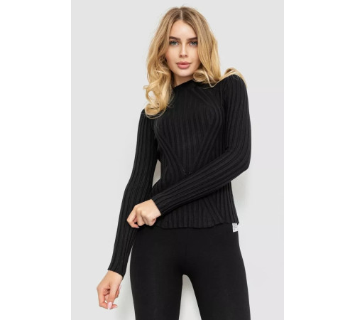 Гольф жіночий однотонний, колір чорний, 204R038