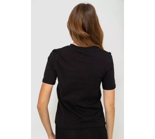 Жіноча футболка з принтом, колір чорний, 241R124