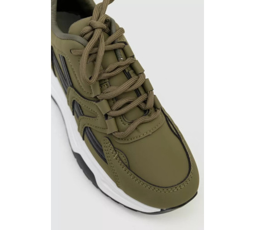 Кросівки жіночі екошкіра, колір хакі, 243R186-169
