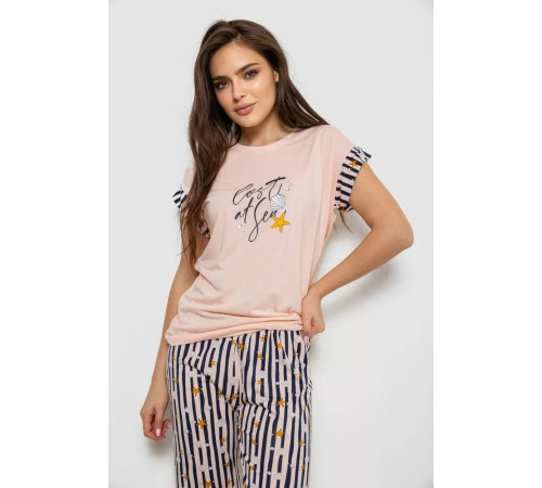 Пижама женская с принтом, цвет персиковый, 243R2099
