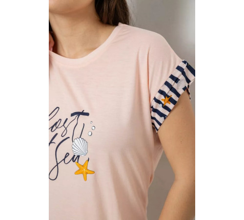 Пижама женская с принтом, цвет персиковый, 243R2099