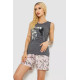 Піжама жіноча з принтом, колір сірий, 243R9623