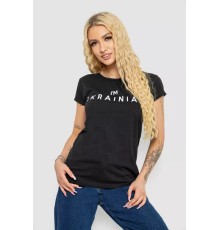 Футболка жіноча з патріотичним принтом, колір чорний, 244R2213