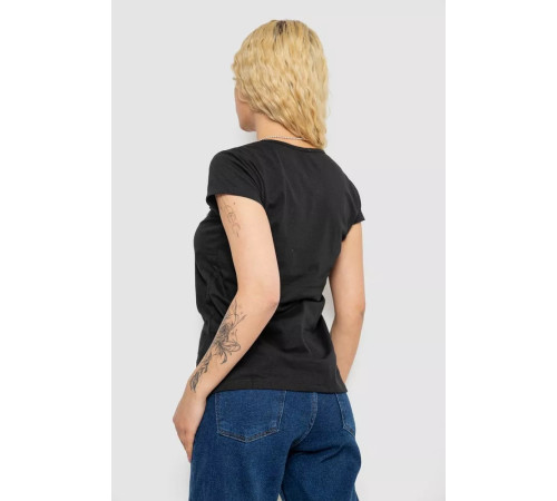 Футболка жіноча з патріотичним принтом, колір чорний, 244R2213