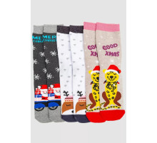 Комплект жіночих шкарпеток новорічних 3 пари, колір бежевий, білий, темно-сірий, 151R266