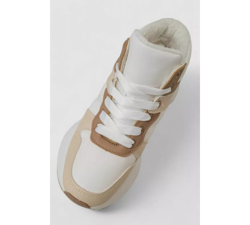 Кросівки жіночі зимові на хутрі, колір біло-бежевий, 248RXM17