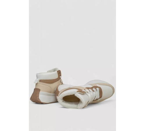 Кросівки жіночі зимові на хутрі, колір біло-бежевий, 248RXM17