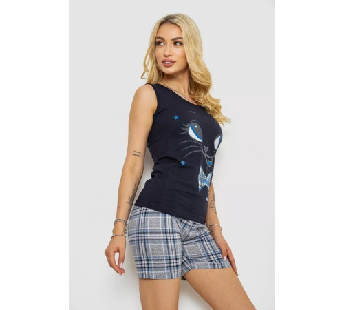 Піжама жіноча з принтом, колір синій, 243R2478
