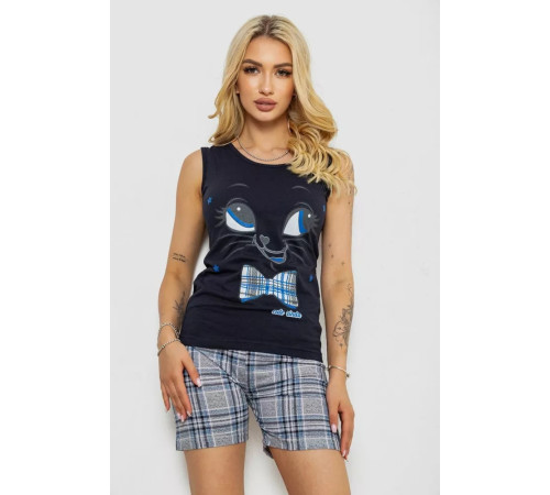 Піжама жіноча з принтом, колір синій, 243R2478