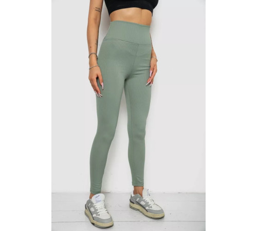 Лосины однотонные в рубчик, цвет оливковый, 238R606-1.