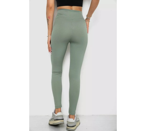 Лосины однотонные в рубчик, цвет оливковый, 238R606-1.