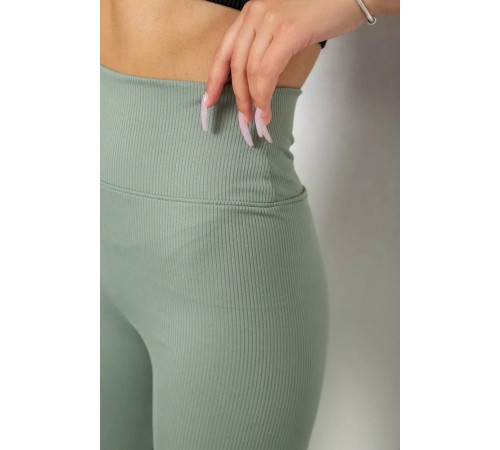 Лосины однотонные в рубчик, цвет оливковый, 238R606-1.