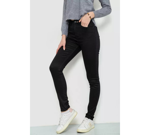 Джинси жіночі однотонні, колір чорний, 244RM018