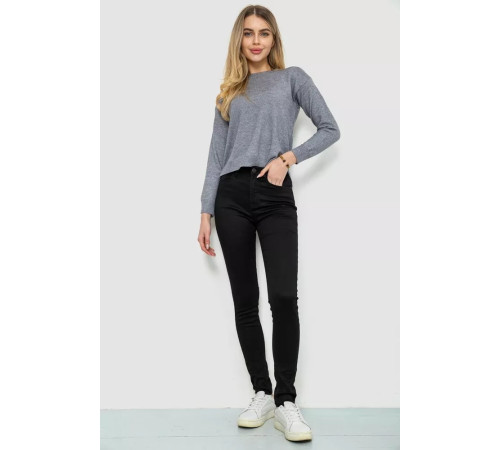 Джинси жіночі однотонні, колір чорний, 244RM018
