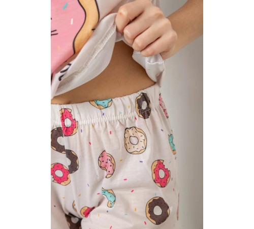 Піжама жіноча з принтом, колір бежевий, 243RP6015