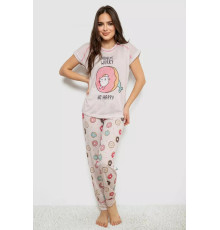 Піжама жіноча з принтом, колір бежевий, 243RP6015