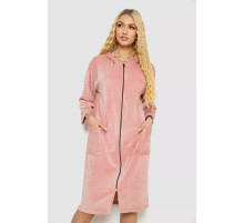 Халат женский велюровый на молнии, цвет пудровый, 238R101.