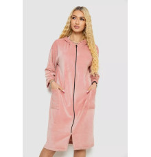 Халат женский велюровый на молнии, цвет пудровый, 238R101.