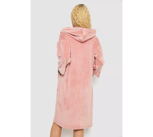Халат женский велюровый на молнии, цвет пудровый, 238R101.