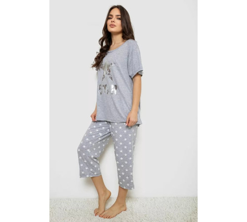 Піжама жіноча з принтом, колір сірий, 243R1602-011