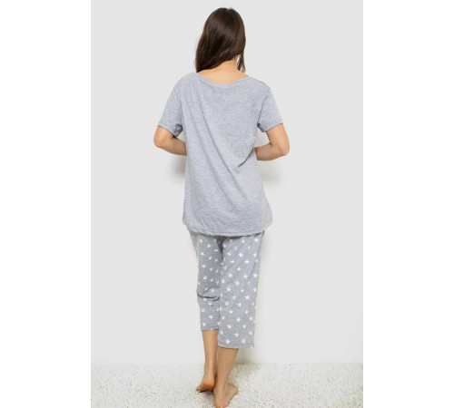 Піжама жіноча з принтом, колір сірий, 243R1602-011