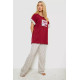 Піжама жіноча з принтом, колір бордовий, 243R8495-1