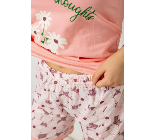 Піжама жіноча з принтом, колір персиковий, 243R2049