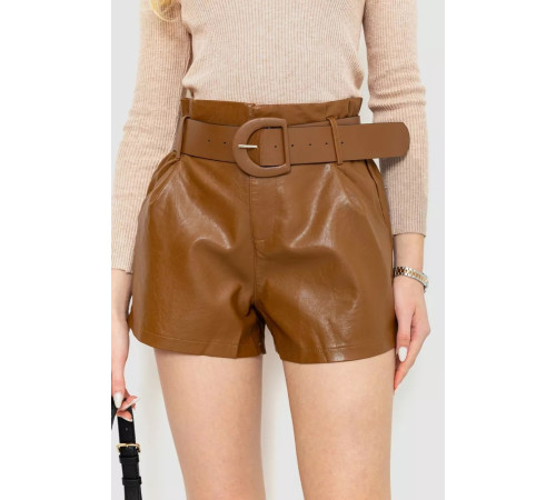 Шорты женские из экокожи, цвет коричневый, 186R6750