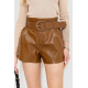 Шорты женские из экокожи, цвет коричневый, 186R6750