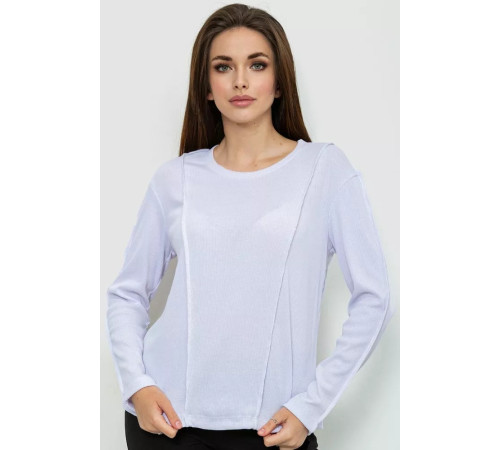 Лонгслив женский в рубчик, цвет белый, 102R325.