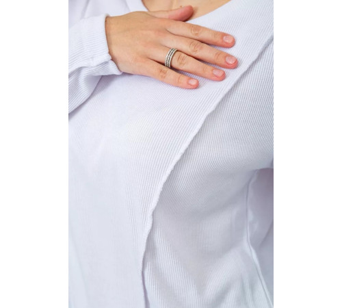 Лонгслив женский в рубчик, цвет белый, 102R325.