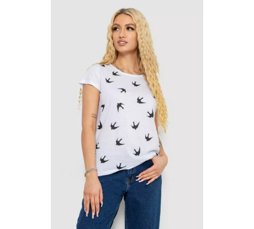Женская футболка с принтом, цвет белый, 244R2214