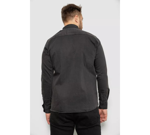 Рубашка мужская джинсовая однотонная стрейч, цвет серый, 214R16385