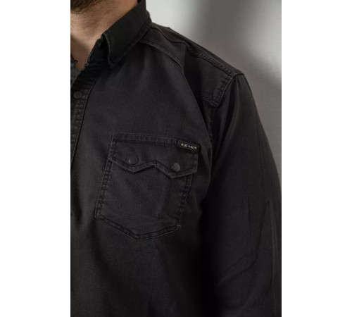 Рубашка мужская джинсовая однотонная стрейч, цвет серый, 214R16385