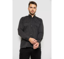 Рубашка мужская джинсовая однотонная стрейч, цвет серый, 214R16385