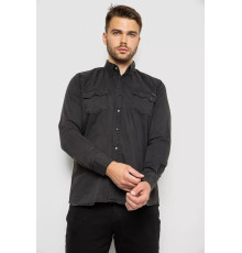 Рубашка мужская джинсовая однотонная стрейч, цвет серый, 214R16385