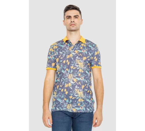 Поло мужское с принтом, цвет желто-синий, 247R310