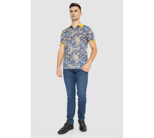 Поло мужское с принтом, цвет желто-синий, 247R310