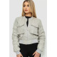 Куртка жіноча з екошкіри коротка, колір сірий, 186R097