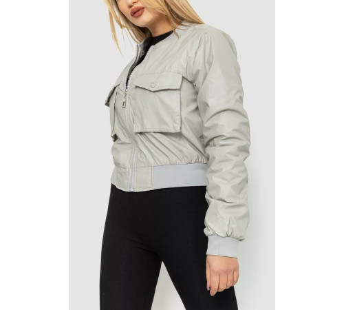 Куртка жіноча з екошкіри коротка, колір сірий, 186R097