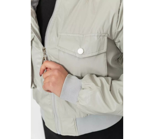 Куртка жіноча з екошкіри коротка, колір сірий, 186R097