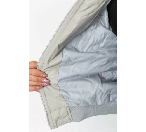 Куртка жіноча з екошкіри коротка, колір сірий, 186R097