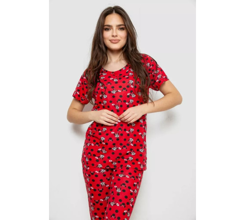 Жіноча піжама з принтом, колір червоний, 243R40007