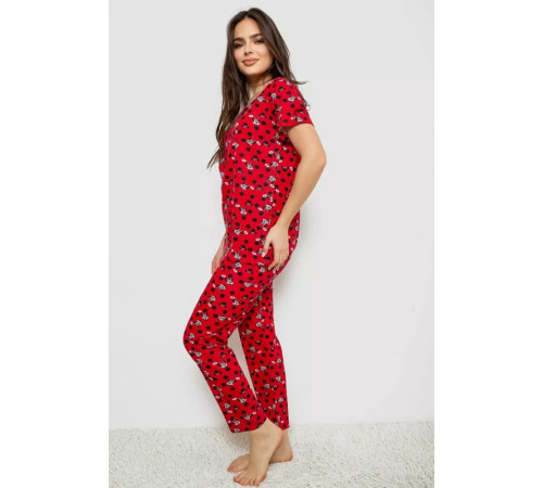 Жіноча піжама з принтом, колір червоний, 243R40007