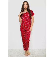 Жіноча піжама з принтом, колір червоний, 243R40007