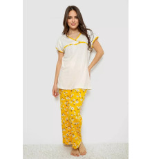 Жіноча піжама з принтом, колір молочний, 243R1600-002