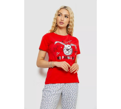 Женская пижама с принтом, цвет красный, 243R2039