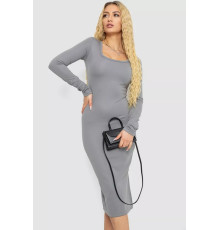 Платье однотонное базовое на байке, цвет серый, 129R0427