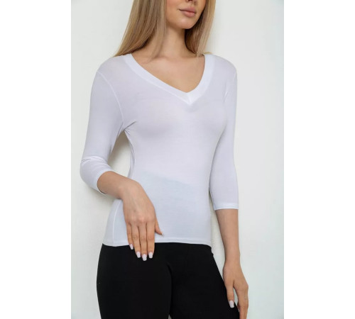 Жіночий лонгслів укорочений з рукавом 3/4, колір білий, 186R508