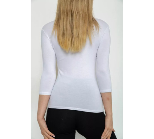 Жіночий лонгслів укорочений з рукавом 3/4, колір білий, 186R508